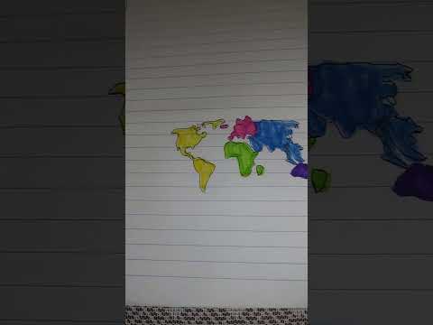 Desenho  que eu fiz do mapa mundi. (Ficou meio feio)
