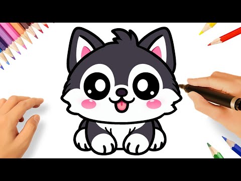 COMO DESENHAR UM LOBO FOFINHO FÁCIL🐺❤️