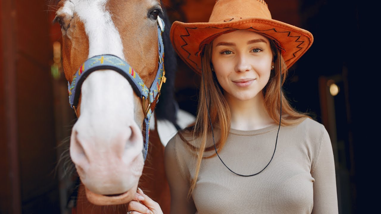 Spring Scenes With Music Woman Playing With a Horse On The Nature Sleeping Music