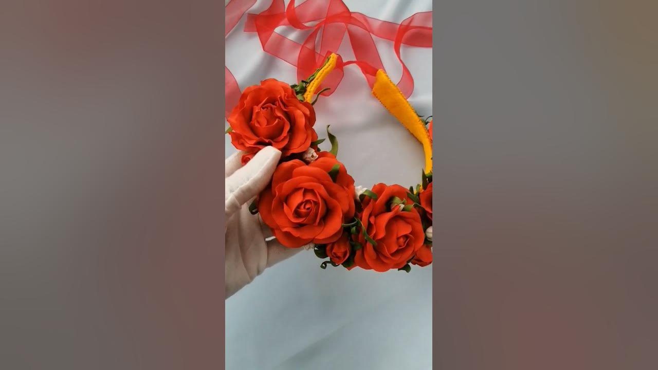 Вінок на голову з трояндами червоний. Ukrainian head wreath red rose ...