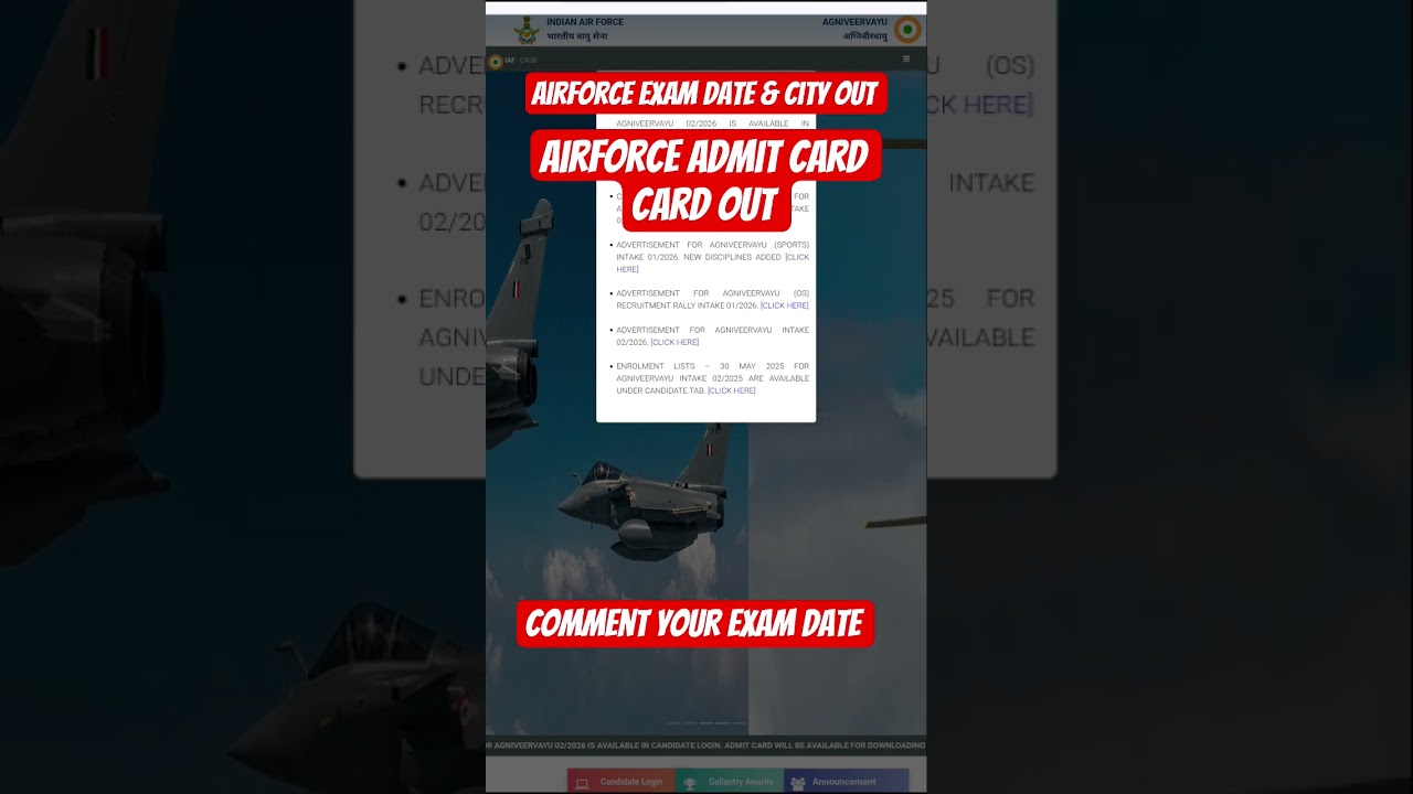 Airforce Exam date & City out| airforce Admit Card Out 