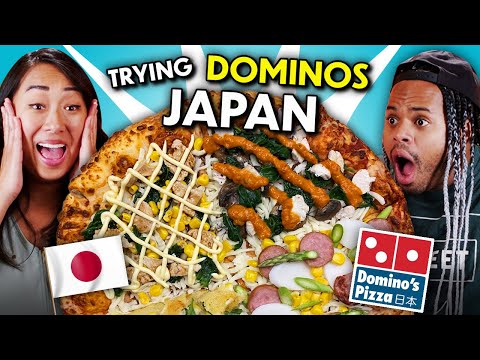 Americans Try Domino’s Japan Quattro Pizza! (Fish N Chips, Mochi, & more!)