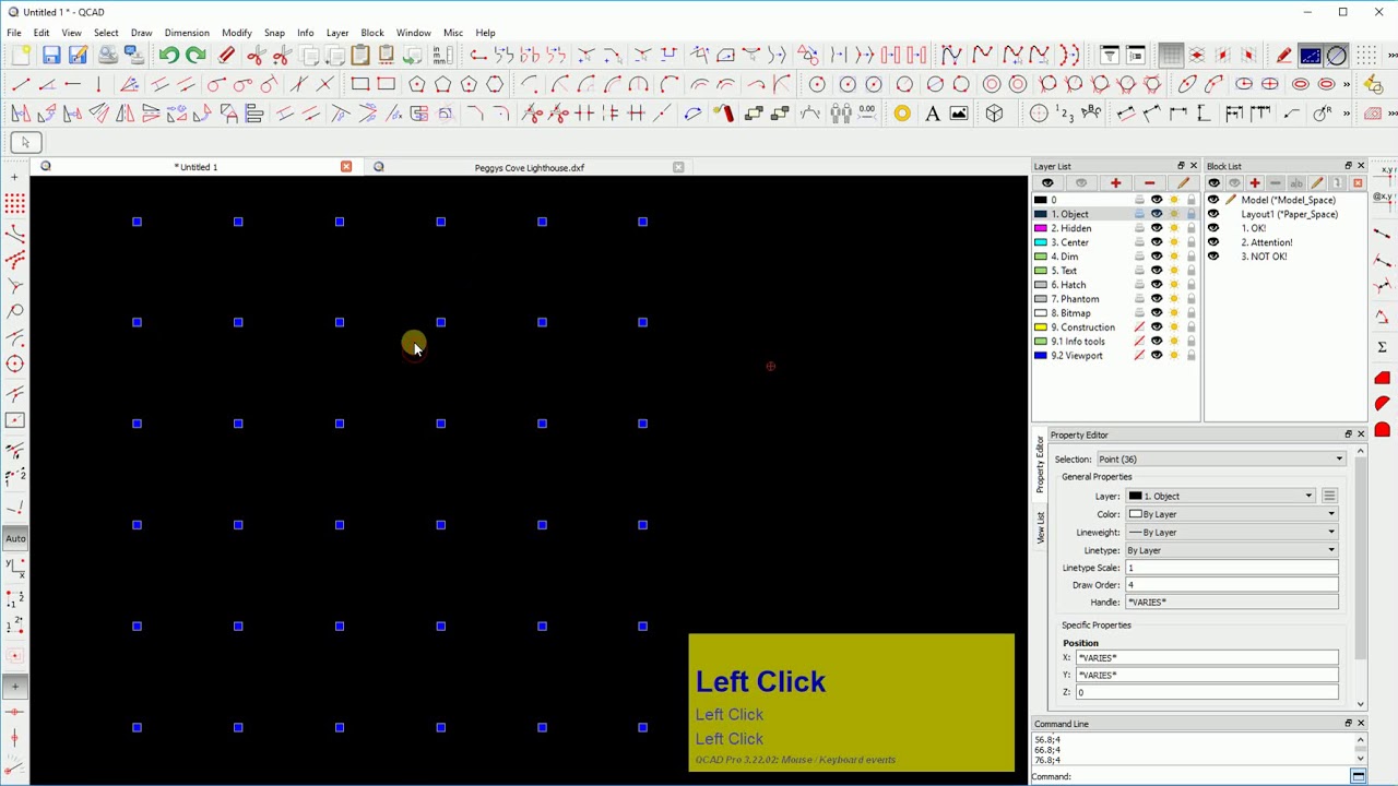 QCad How-to: Points replaced by circles - YouTube