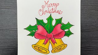 How To Draw A Christmas Bell // Jingle Bell Drawing // Christmas Bell Poster Drawing //Poster Making