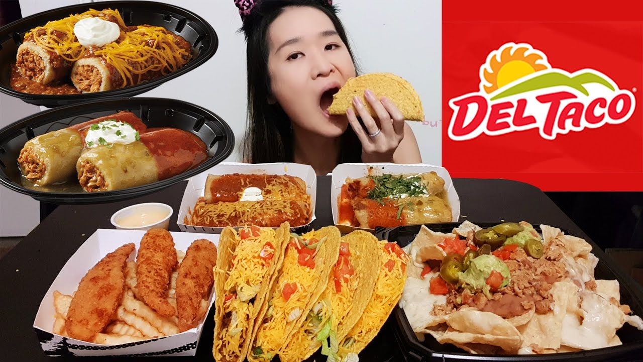 DEL TACO HOLIDAY TAMALES! Smothered Tamales, Crunchy Tacos, Nachos, Crispy Chicken - Mukbang Asmr