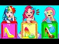 DIY Paper Doll | Barbie Chooses Rainbow Shoes - Color Makeup Contest Challenge | Dolls Beauty
