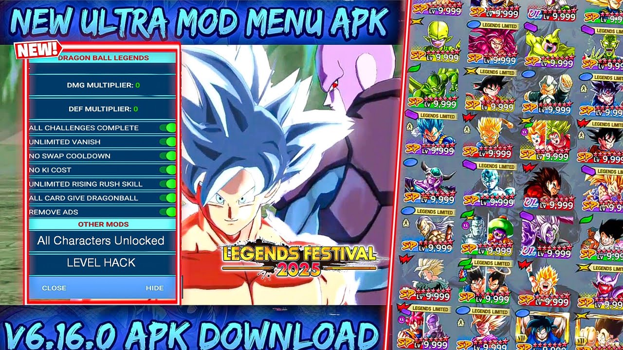НОВИНКА! Dragon Ball Legends V6.16.0 ULTRA MOD MENU APK / Все персонажи разблокированы / Более 10...