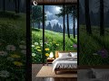 Soothing Rain &amp; Piano – Hillside Night in a Warm Room | Moon Melody #shorts  #relax