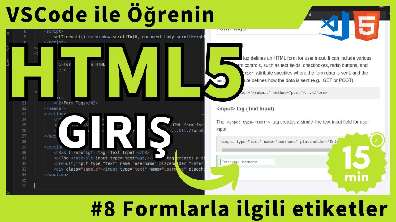 [VSCode ile Öğrenin] HTML'ye Giriş #8 Formlarla ilgili etiketler - YouTube