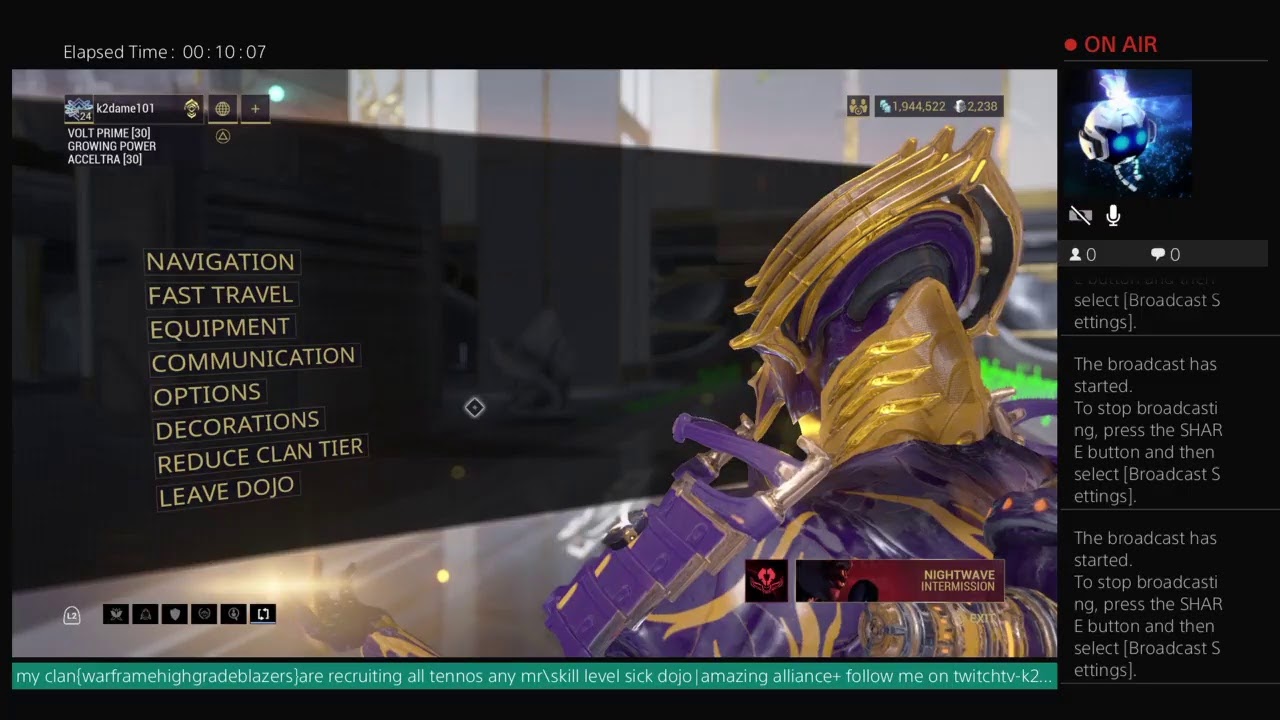 warframe 24 trades k2dame101 Road to 100k platinum finishing my dojo day 296 ps4