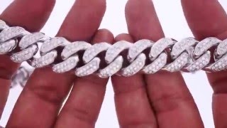 500 Grams Miami Cuban Link Chain Necklace 10k Solid White Gold With 38 Carat Diamonds