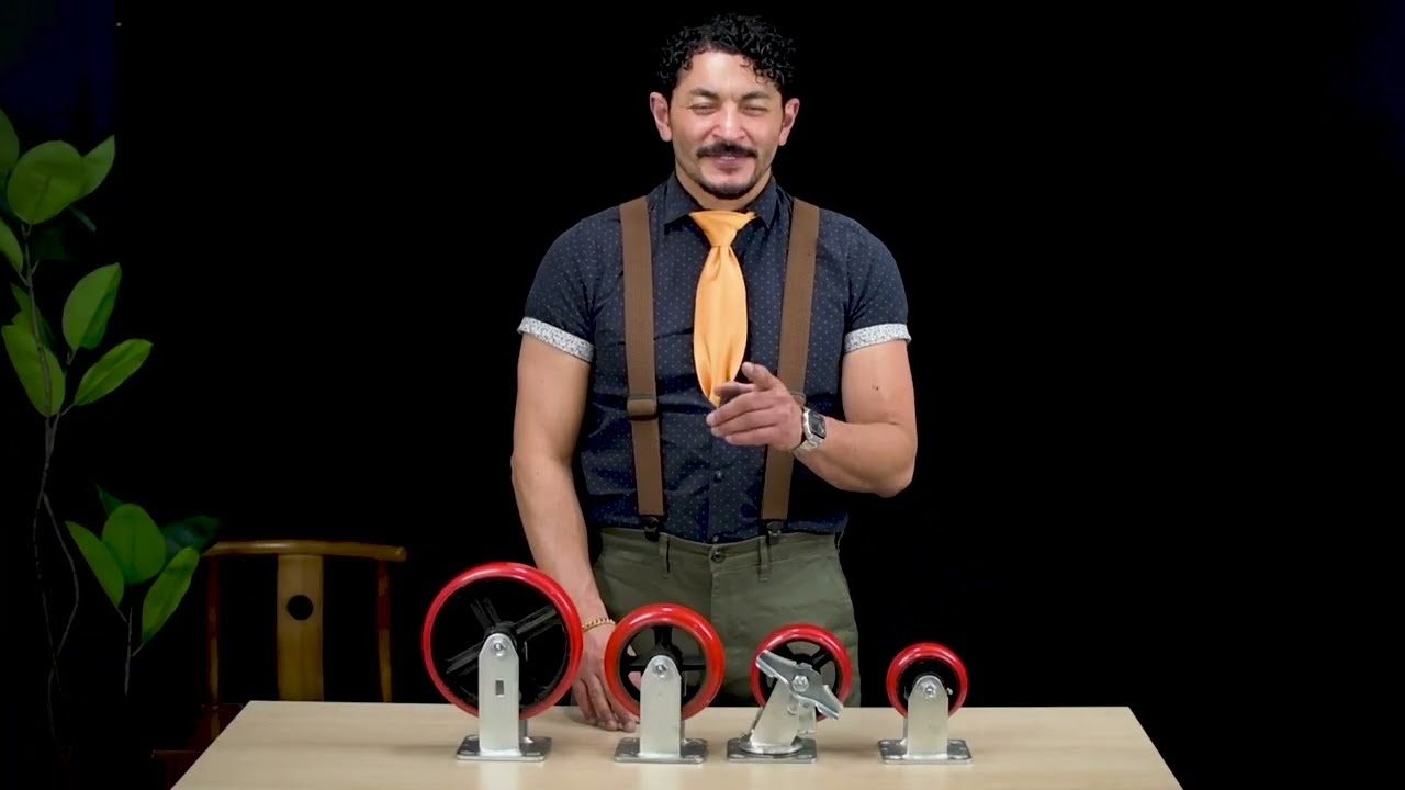 HANDSAMMU Crowned Polyurethane Tread Cast Iron Center Wheels