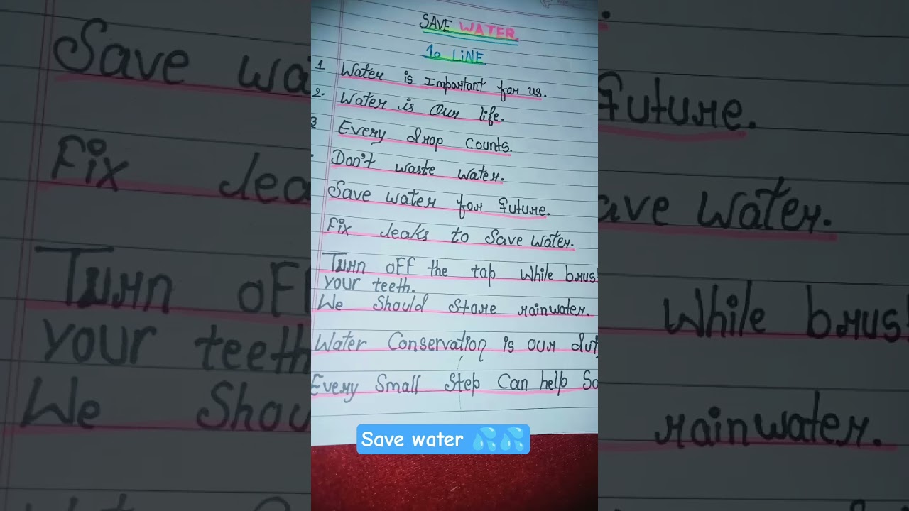 save water 💦💦💦 10 lines 👑💯✅🙏