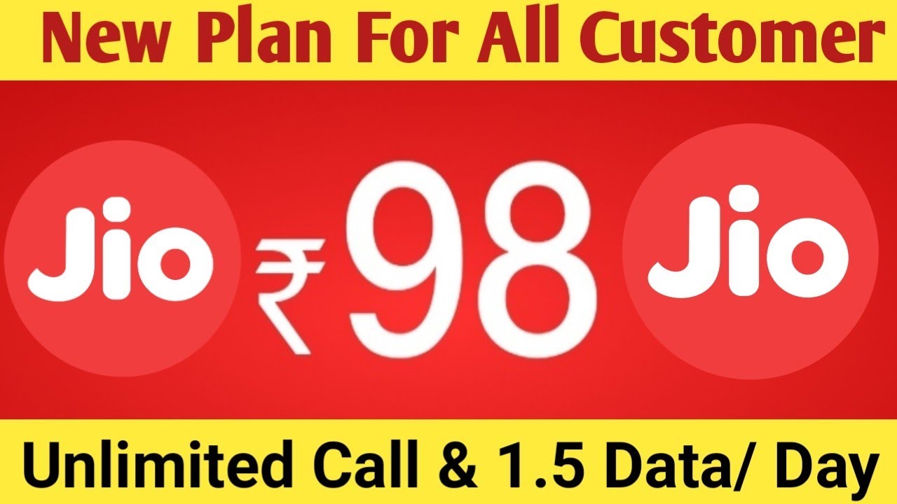 Jio New 98₹ Plan 1.5 GB Data Daily & Unlimited Voice Call For All Jio Customer 