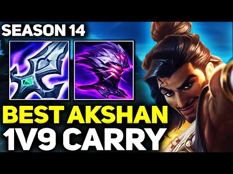 RANK 1 BEST AKSHAN IN THE WORLD 1V9 CARRY GAMEPLAY! | Season 14 League of Legends