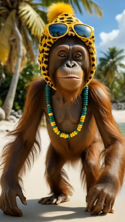 Vibes Tropis Santuy! #orangutan #holidaymode #tropicalvibes #funnyanimals #summervibes