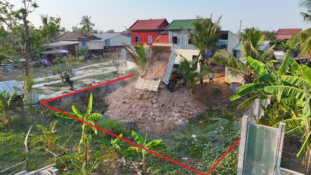 Best Incredible Dump Truck Project: Fast Pond Filling with Bulldozer Skills