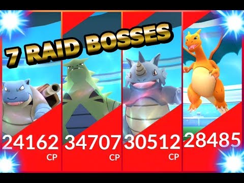 Pokémon GO 7 RAID BOSSES! Tyranitar Rhydon Charizard Blastoise & Venusaur -