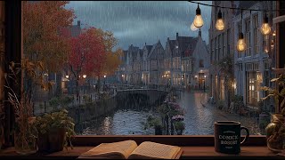 Cozy Rainy Canal Study Room 🌧️ Soft Piano & European Street Ambience for Focus & Study
