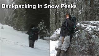 Backpacking In 28° Snow Peaks (Over Night Backpacking)