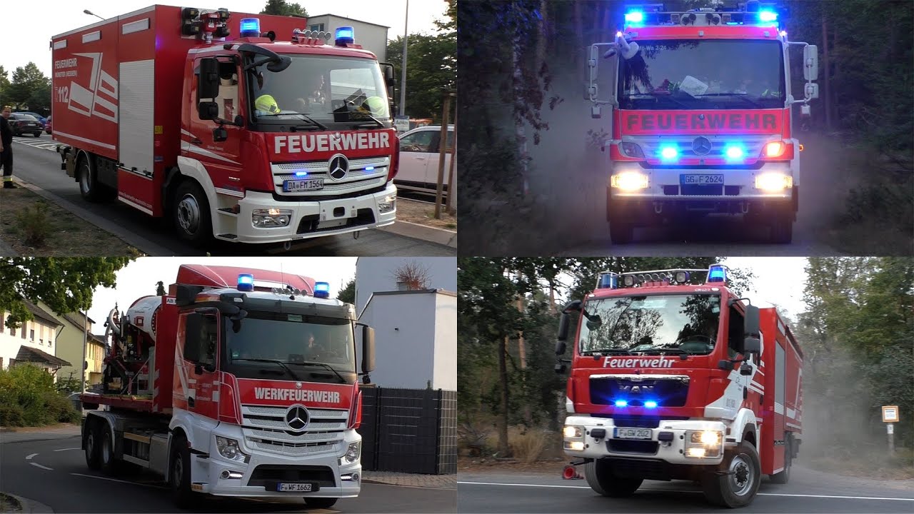 [Wald brennt erneut] Einsatzfahrten Flughafen-, Werk- und Örtlicher Feuerwehren