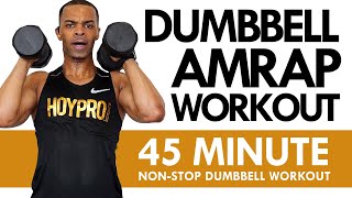 45 MIN Full Body Dumbbell AMRAP HIIT Workout (SUPER SWEATY) screenshot 3