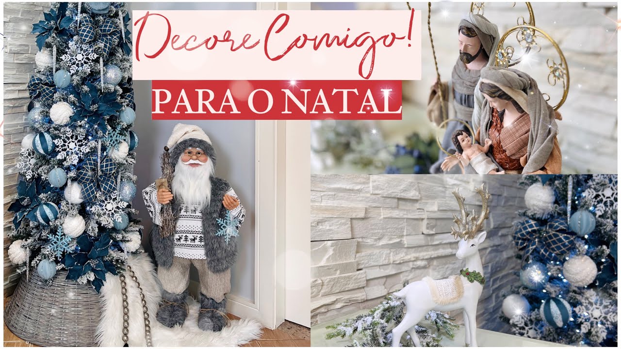 NATAL 2022 DECORANDO A SALA PARA O NATAL DECORAÇÃO AZUL COM BRANCO #natal2022 #decoraçãodenatal