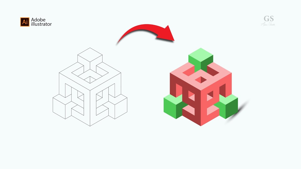 Create 3D Geometric Cube in Adobe Illustrator | Isometric Design Tutorial