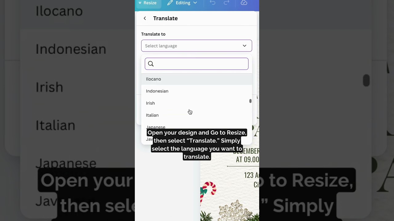 How to use Canva's Magic Switch Translate feature