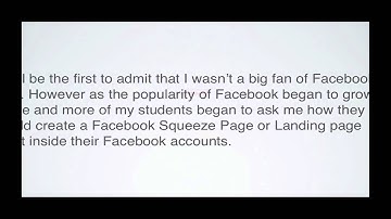 Creating A Killer Facebook Squeeze Page by Tim Beachum A.K.A The SEO Bully