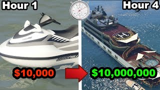 How fast can I get the SuperYacht in GTA Online with a New Account?