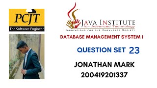 Question Set 23 | Database Management System 1 Java Institute for Advanced Technology (JIAT)