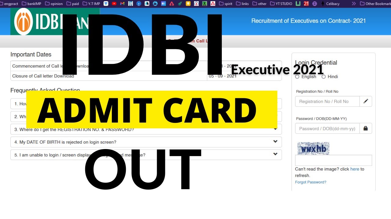 IDBI Executive admit card out available now 