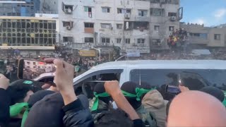 Vehicle Carrying Hostages Arrives At Area In Gaza City For Handover To Icrc