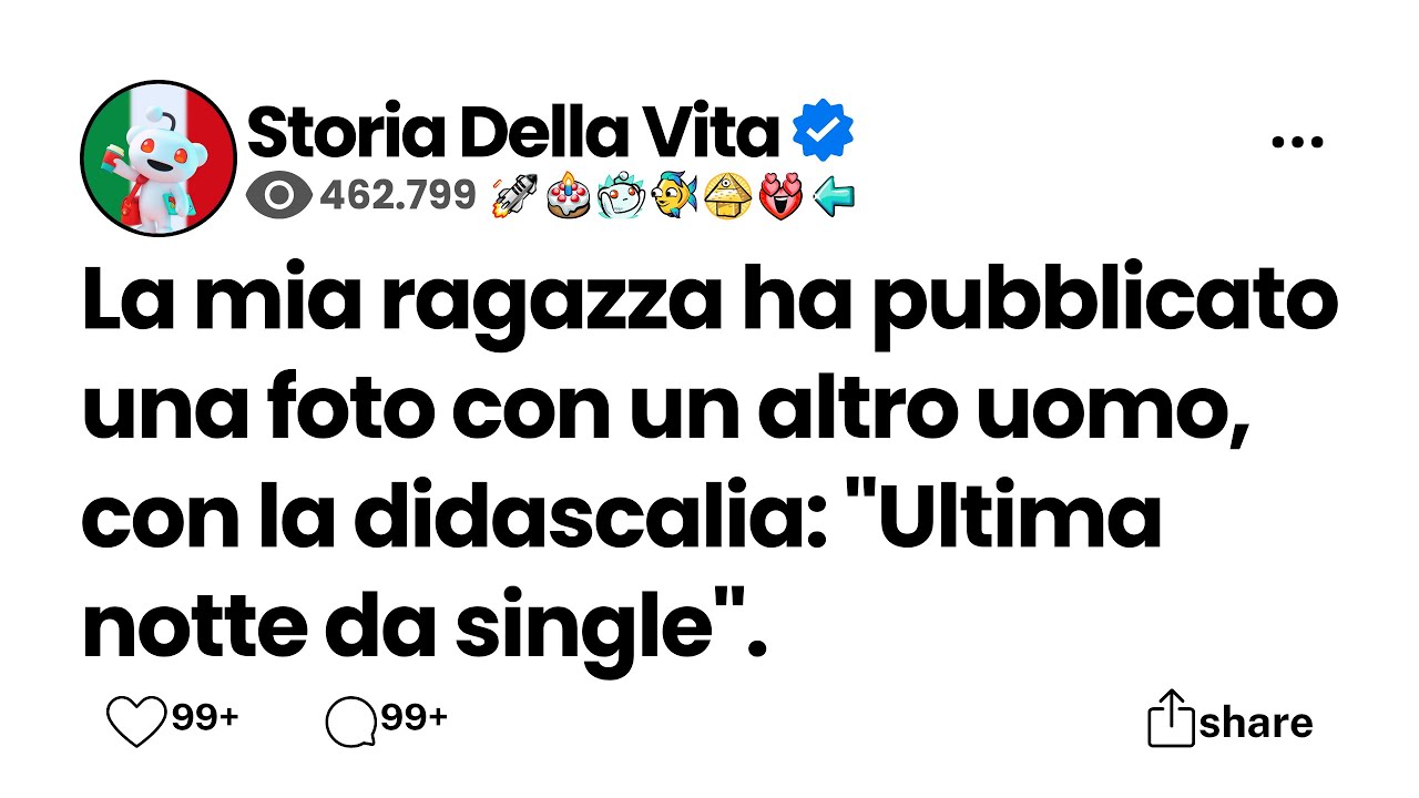 La mia ragazza ha pubblicato una foto con un altro uomo, con la didascalia "Ultima notte da single".