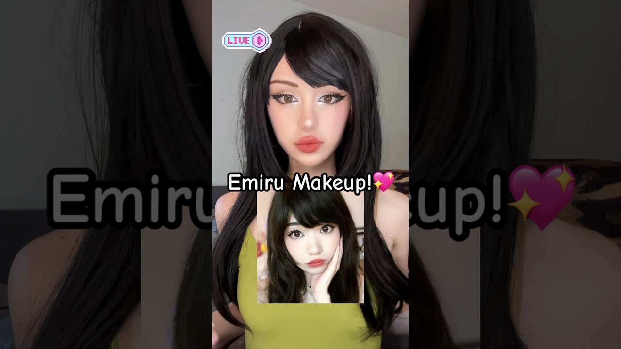 Trying Emiru’s makeup on white features!💖 #makeuptutorial #emiru #shorts