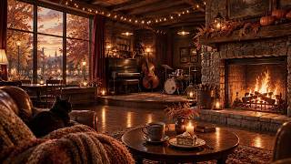 Cozy Autumn Jazz by the Fireplace 🍂🔥 Warm Vintage Piano Trio at a Little Jazz Club to Unwind