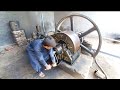 Srart up Desi Feul Engine | Starting Old Black Diesel Engine Running with Floor Mill,22hp Big Engine