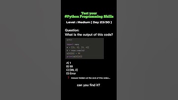 Day 23 Think you know Python programming? Test your knowledge with this MCQ!  @5minutesprogramming