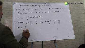 additive inverse of matrix (9th class Maths KPK textbook board peshawar) urdu