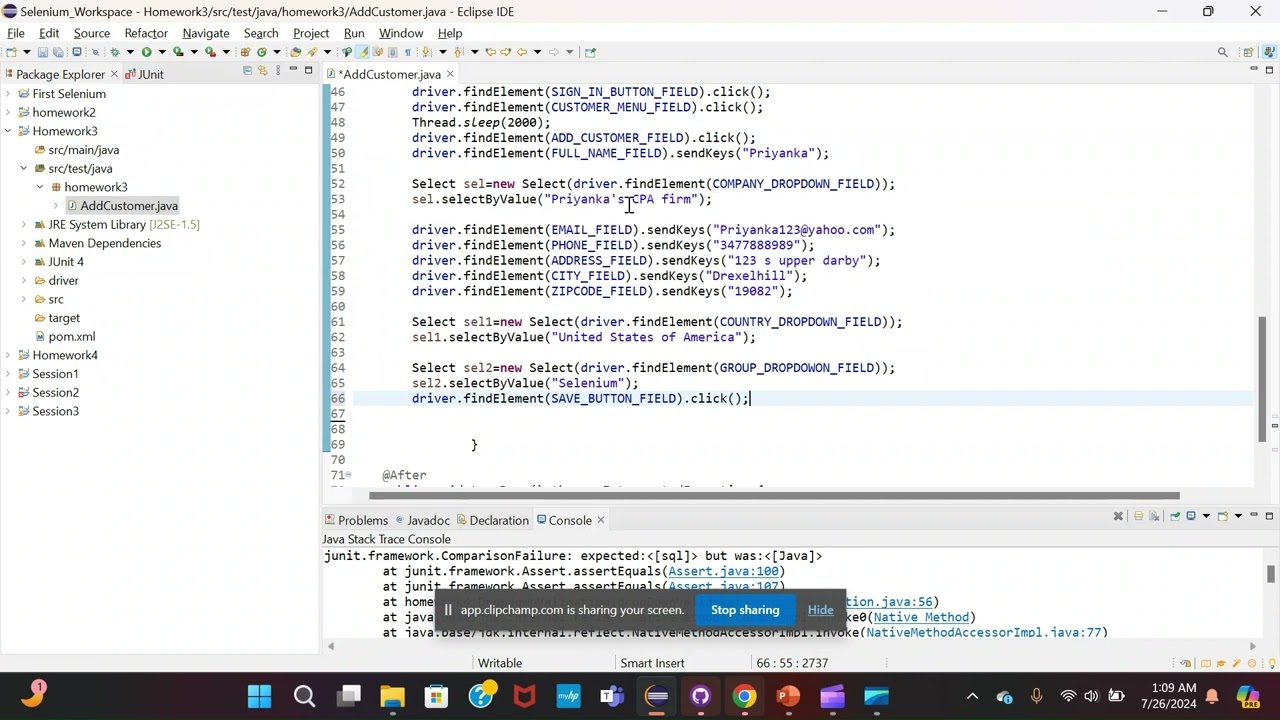 Techfios Selenium HW3