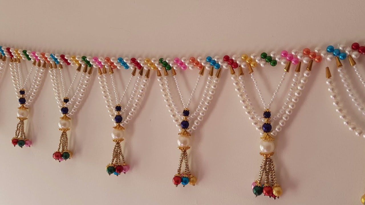 How to make bandhanwal at home| DIY pearl toran| how to make easy  moti toran at home|wall hanging