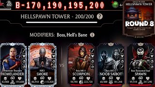 Hellspawn Tower Boss Battle 200 & 170, 190 Fight + Reward MK Mobile | MK1 characters