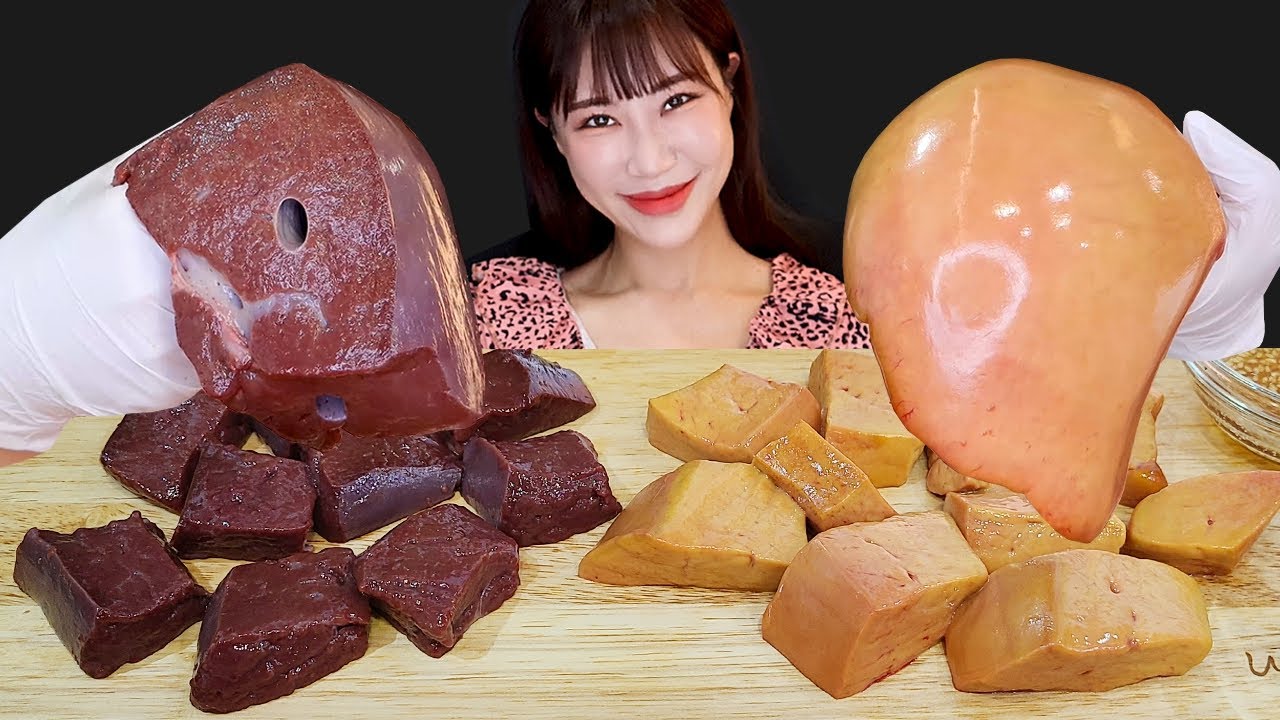 Желтый штангий печень 🥩 Сырая печень есть звуки MUKBANG