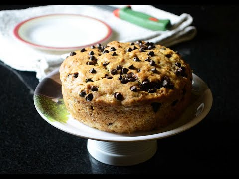 Eggless Banana Choco Chip Cake Recipe