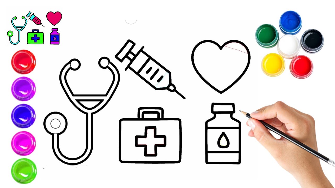 How to draw Doctor set and Colouring for kids and toddlers || ABCD ...