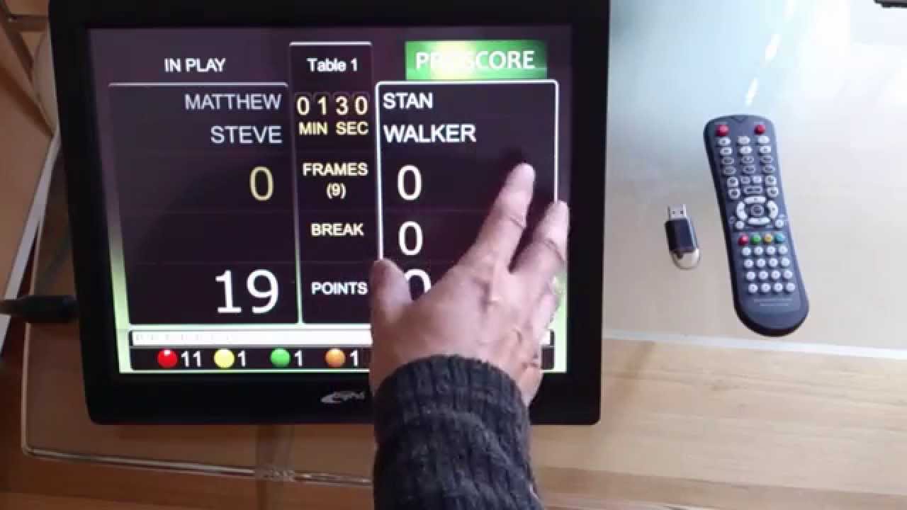 ProScore Snooker and Billiards Scoreboard on Touch Screen and IR Media Remote Control