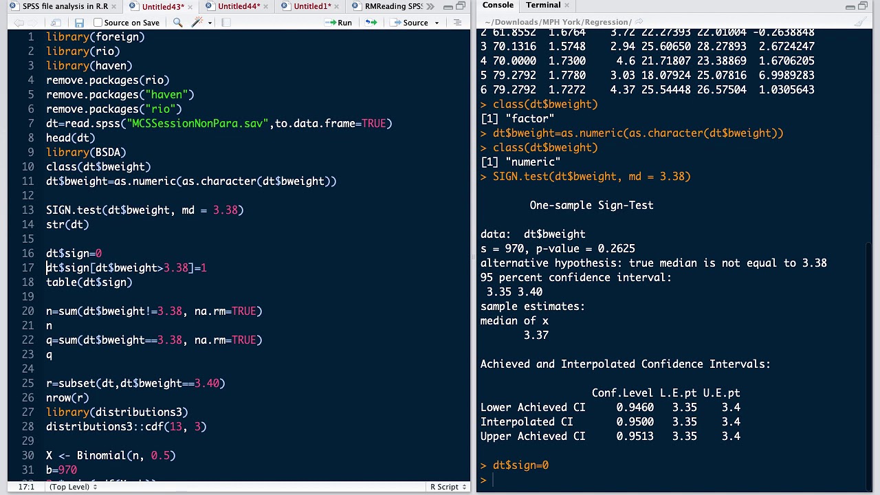 One Sample Sign Test in R YouTube