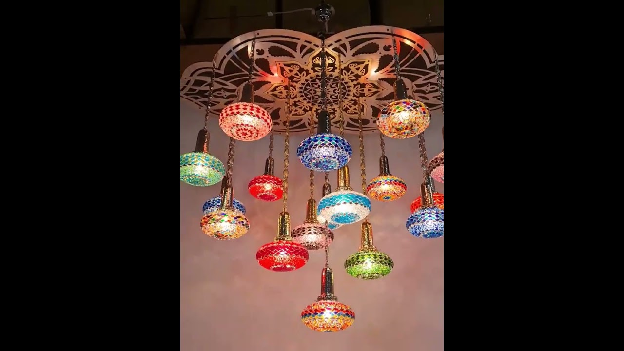 Moroccan Glass Mushrooms Chandelier 19 Globe  ♡ YIASSU.COM