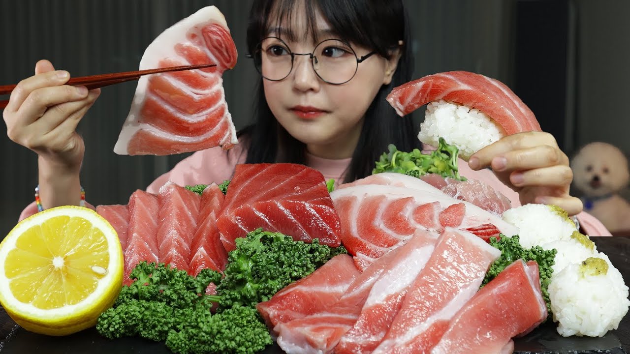 Сашими из тунца и суши из тунца Mukbang Asmr